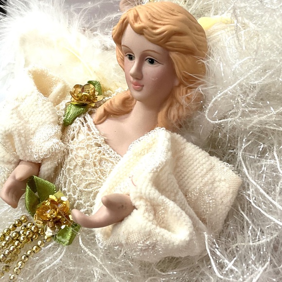 Vintage Victorian Angel Ornament Set of 7 – Feather Skirt Ladies Christmas Decor - Picture 12 of 16